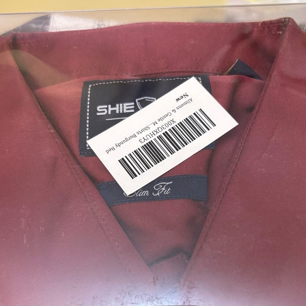 Alimens & Gentle Men's Burgundy Slim Fit Shirt Long Sleeve Size Medium